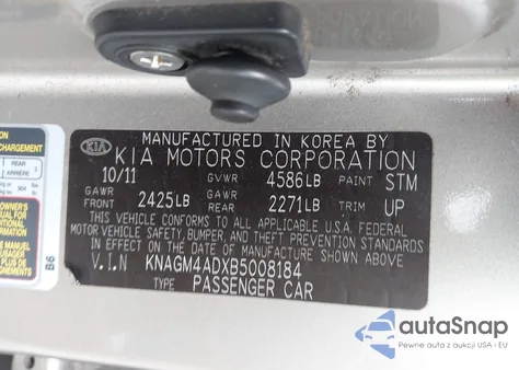 2011 Kia Optima Hybrid Ex z USA, uszkodzony, nr VIN KNAGM4ADXB5008184